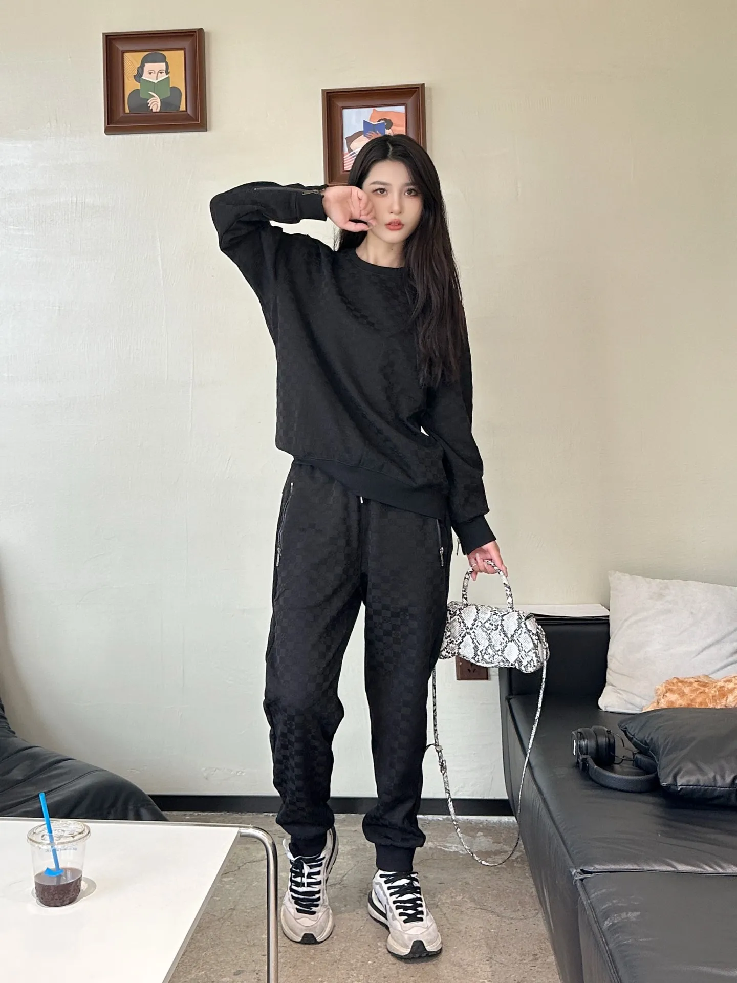 Louis Vuitton/Louis Vuitton logo checkerboard pocket zipper trousers